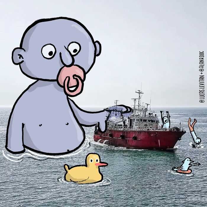 This Artist Continues To Combine His Cartoons With Someone's Snapshot (New Pics)