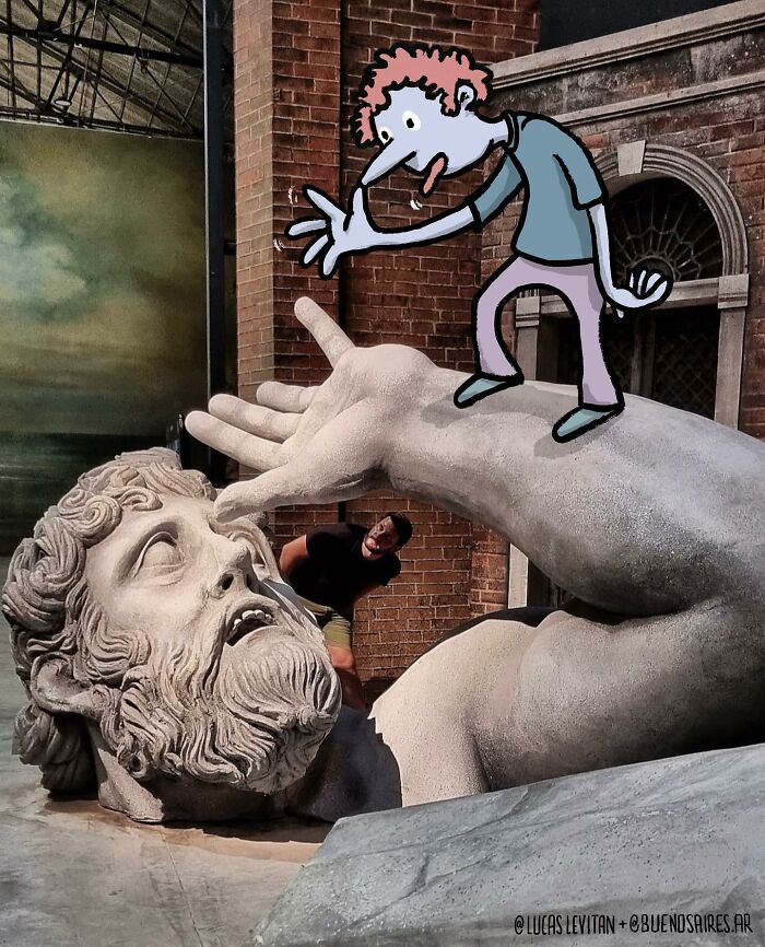 This Artist Continues To Combine His Cartoons With Someone's Snapshot (New Pics)