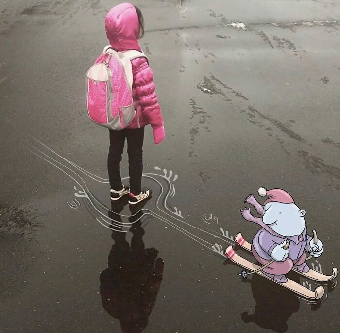 This Artist Continues To Combine His Cartoons With Someone's Snapshot (New Pics)