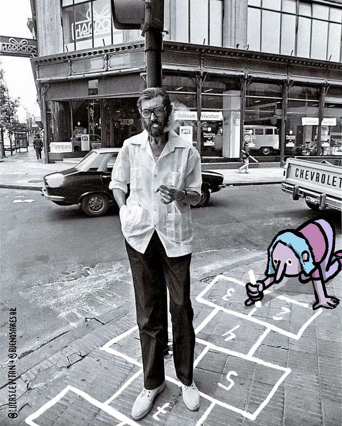 This Artist Continues To Combine His Cartoons With Someone's Snapshot (New Pics)