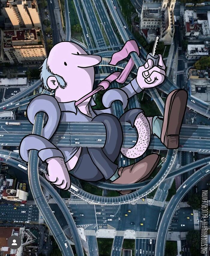 This Artist Continues To Combine His Cartoons With Someone's Snapshot (New Pics)