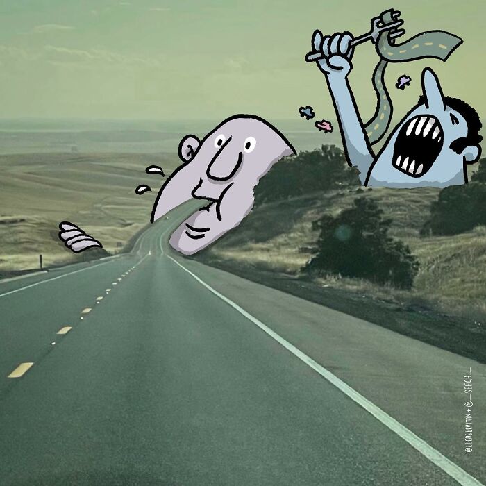 This Artist Continues To Combine His Cartoons With Someone's Snapshot (New Pics)