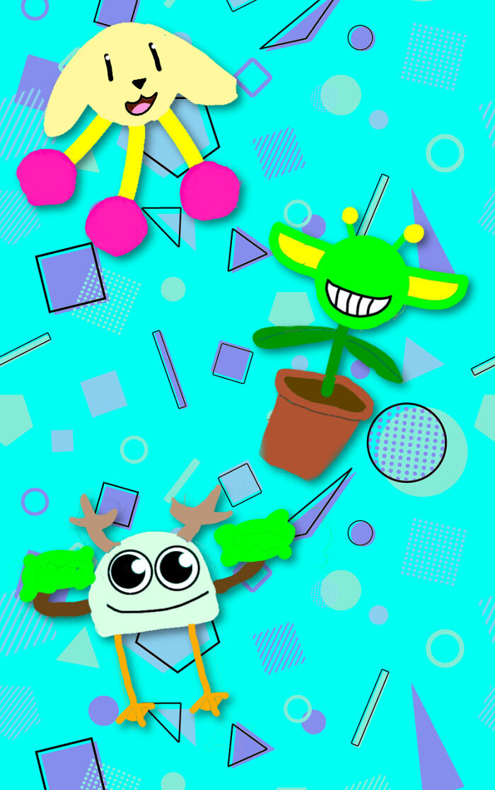 This A Screensaver I Made. The Creatures On It Are A Pompup, A Splant, And A Droppi (July 27th, 2022)