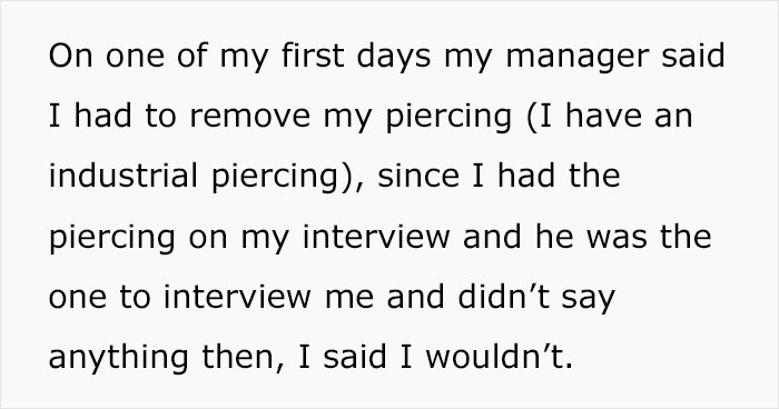 Employee Maliciously Complies With Boss' Stupid "No Piercings" Rule, Setting Him Off For Months