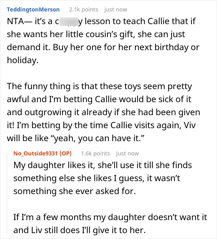 Mom Refuses To Return Her Daughter&rsquo;s Birthday Gift Due To Own Sister&rsquo;s Whim, Gets Called A Jerk
