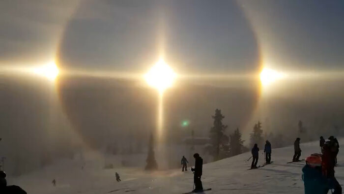 A Very Rare Solar Halo Is Visible Over A Mountain In Sweden. Wow!