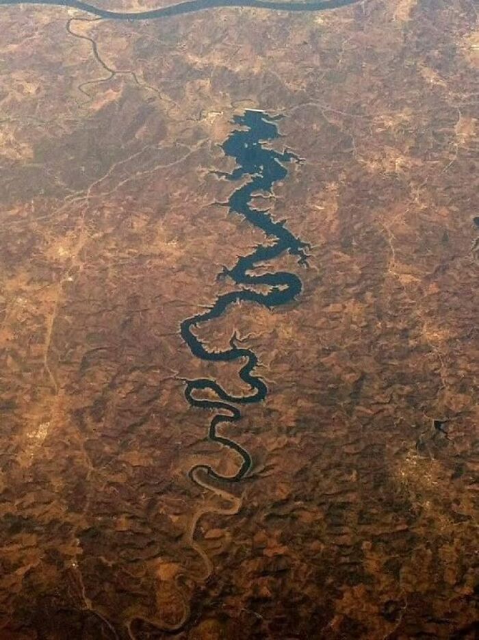 The Blue Dragon River, Portugal - Ariel View