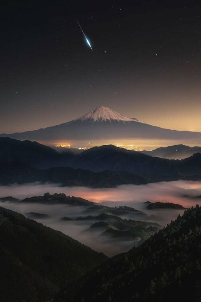 Meteor Over Mount Fuji