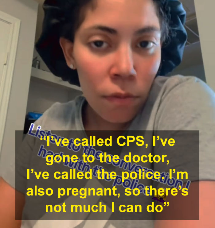 Woman discussing the situation after aunt tattooed her 7-year-old while babysitting, with quote overlay.