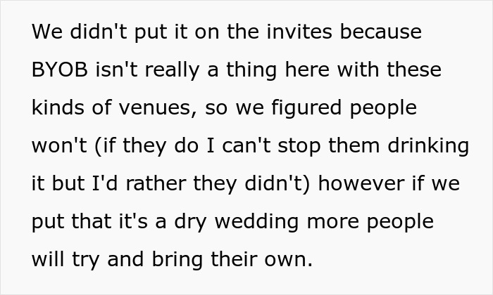 Bride Wants To Keep The Reasoning Behind Alcohol-Free Wedding Secret, Friends Put Her Under Fire Bride Wants To Keep The Reasoning Behind Alcohol-Free Wedding Secret, Friends Put Her Under Fire