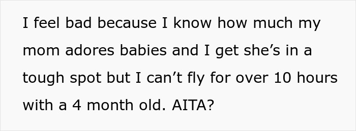 Woman Infuriates Her Parents By Not Going On A 10-Hour Flight So They Can See Their Grandbaby