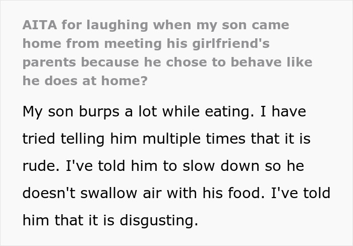 Guy Disregards Dad’s Advice On Table Manners, Regrets It During A Dinner With His GF’s Family Guy Disregards Dad’s Advice On Table Manners, Regrets It During A Dinner With His GF’s Family