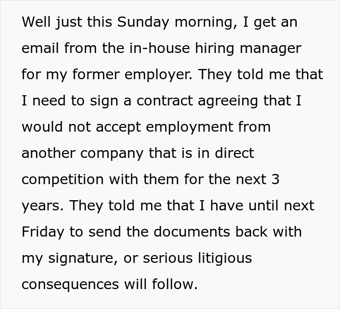 Company Tries To Stop Employee They Fired From Working For Their Competitors, They Ask For Advice Company Tries To Stop Employee They Fired From Working For Their Competitors, They Ask For Advice
