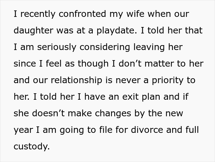 Husband "Blindsides" Wife With An Ultimatum After He Sees She Really Doesn't Care Husband "Blindsides" Wife With An Ultimatum After He Sees She Really Doesn't Care