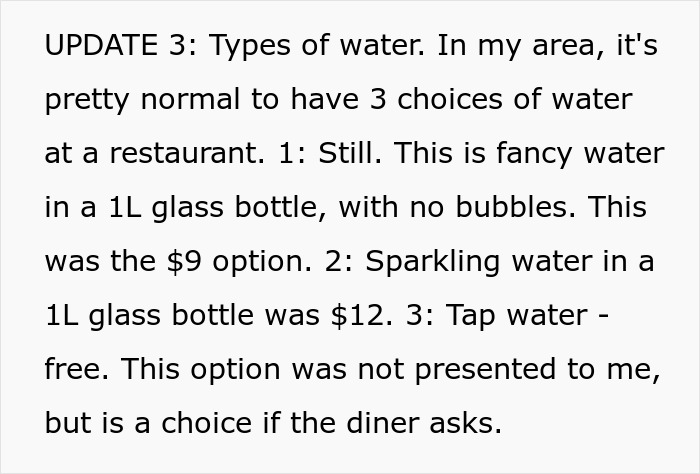 Server Keeps Repeating “It’s Very Hydrating” When Customer Asks For Tap Water Server Keeps Repeating “It’s Very Hydrating” When Customer Asks For Tap Water
