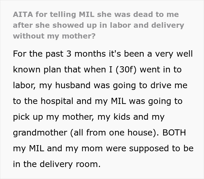 Woman Asks If She&rsquo;s Wrong For Saying Her MIL Is Dead To Her After She Ruined Plans Made Pre-Labor
