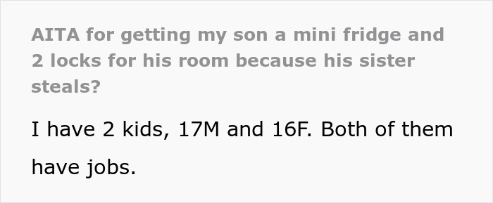 &ldquo;My Daughter Is Very Clearly Upset&rdquo;: Sister Keeps Stealing From Brother, Dad Buys Him A Lock