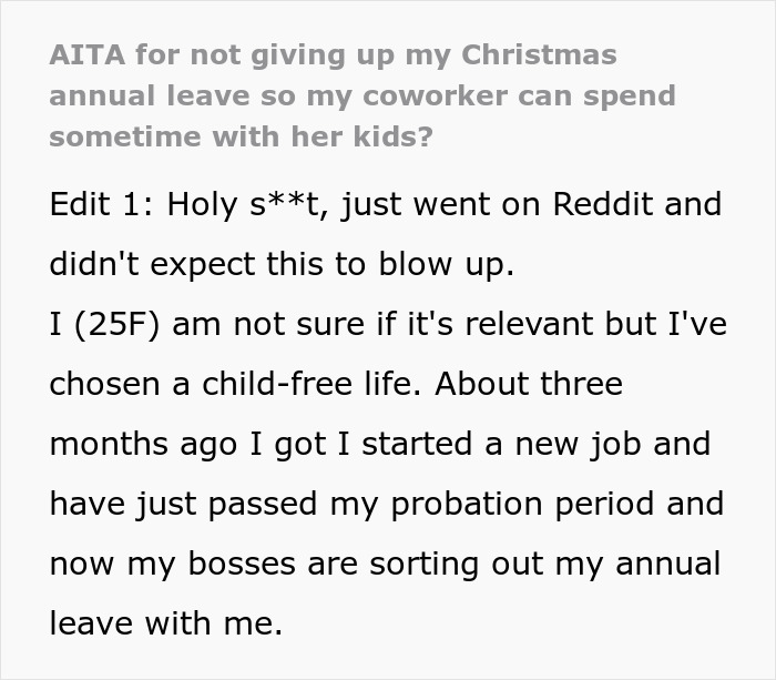 Internet Turns On Woman Who Refused To Swap Christmas Leave With Mom For No Reason Internet Turns On Woman Who Refused To Swap Christmas Leave With Mom For No Reason