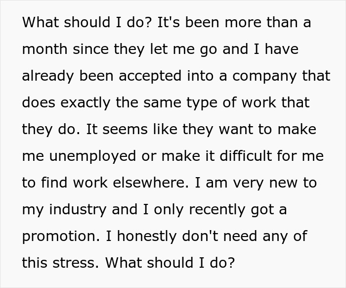 Company Tries To Stop Employee They Fired From Working For Their Competitors, They Ask For Advice Company Tries To Stop Employee They Fired From Working For Their Competitors, They Ask For Advice