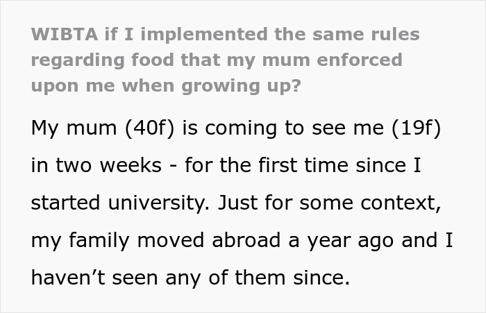 Woman Wants To Show Mom How Messed Up She Was With Her 'Food Rules' By Enforcing Them On Her