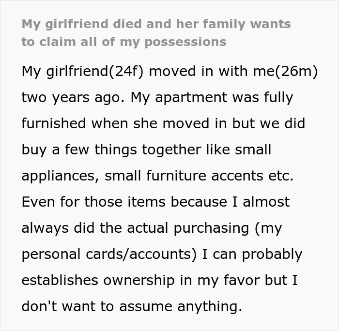 &ldquo;My Girlfriend Died And Her Family Wants To Claim All My Possessions&rdquo;
