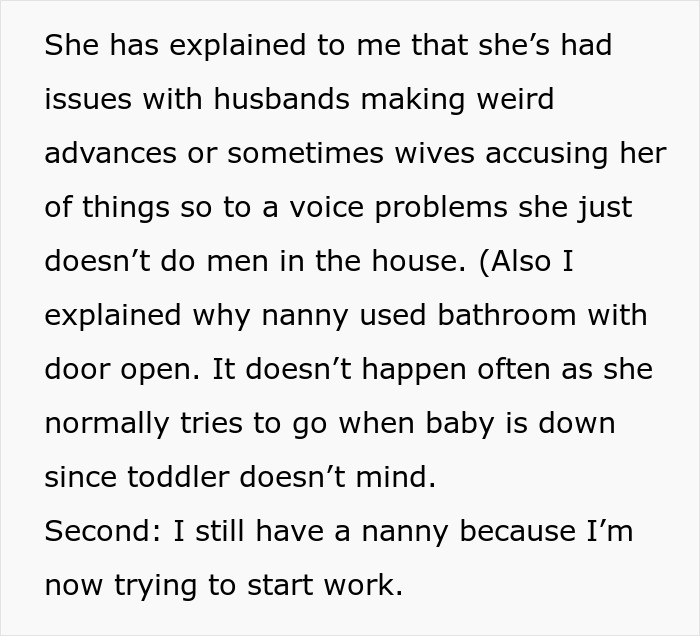 Nanny Quits Job After Husband Sees Her Naked And Doesn't Leave Her Alone