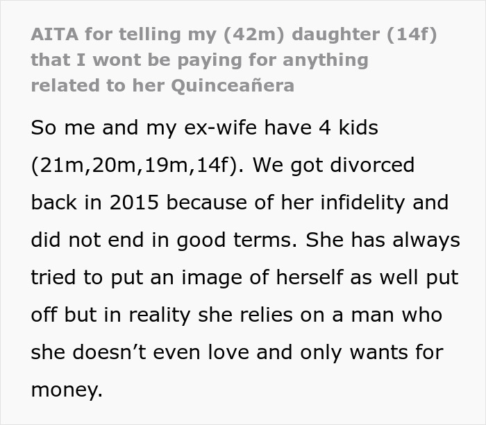 Guy&rsquo;s Ex Picks The Place For Their Daughter&rsquo;s 15th Birthday Party, He Refuses To Fund It