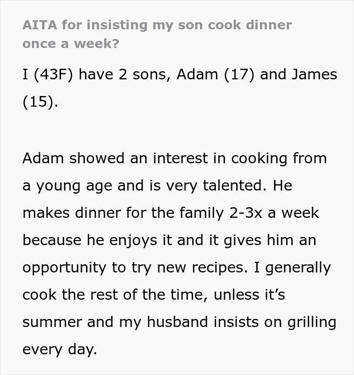 Woman Under Fire By Her Mother For Just Attempting To Teach 15 Y.O. Son Basics Of Cooking