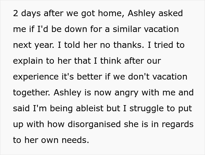 Woman Refuses To Repeat Trip With Disabled Friend, Gets Called An "Ableist"