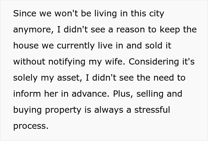 “Am I The Jerk For Selling Our House Without Informing My Wife?” “Am I The Jerk For Selling Our House Without Informing My Wife?”