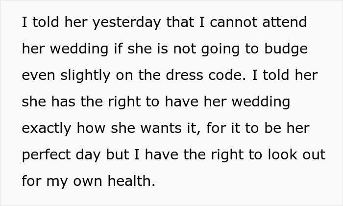 Pregnant Woman Opposes Wedding Dress Code for Her Health, Making Bride-To-Be Furious Pregnant Woman Opposes Wedding Dress Code for Her Health, Making Bride-To-Be Furious
