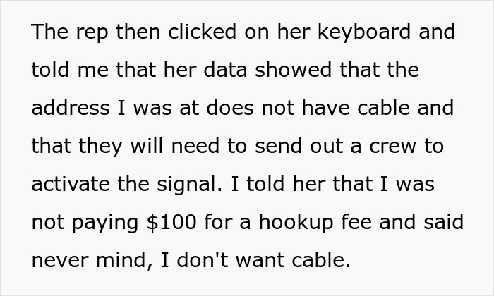 Person Maliciously Complies With Company Claiming They Don’t Have Cable Person Maliciously Complies With Company Claiming They Don’t Have Cable