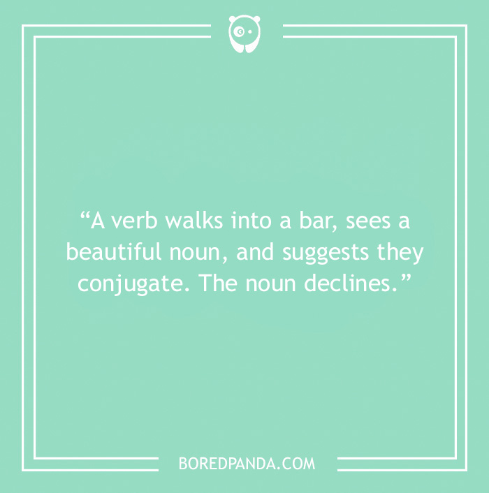 Bar joke about verb walking into a bar 