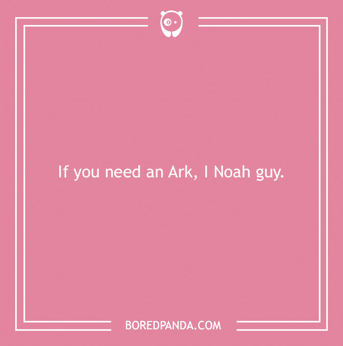 Bible joke on a pink background with a humorous pun about Noah’s Ark to lift your spirits.