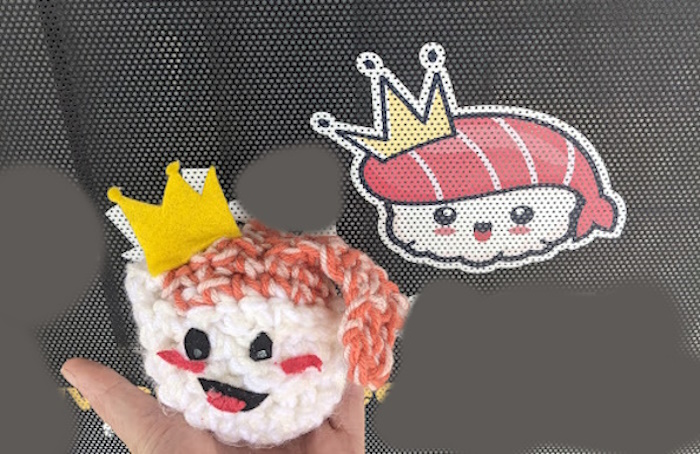 Crocheted The Sushi Business Mascot (Name Blurred For Privacy) And Left It As A Thank You A Few Days After A Great Meal There