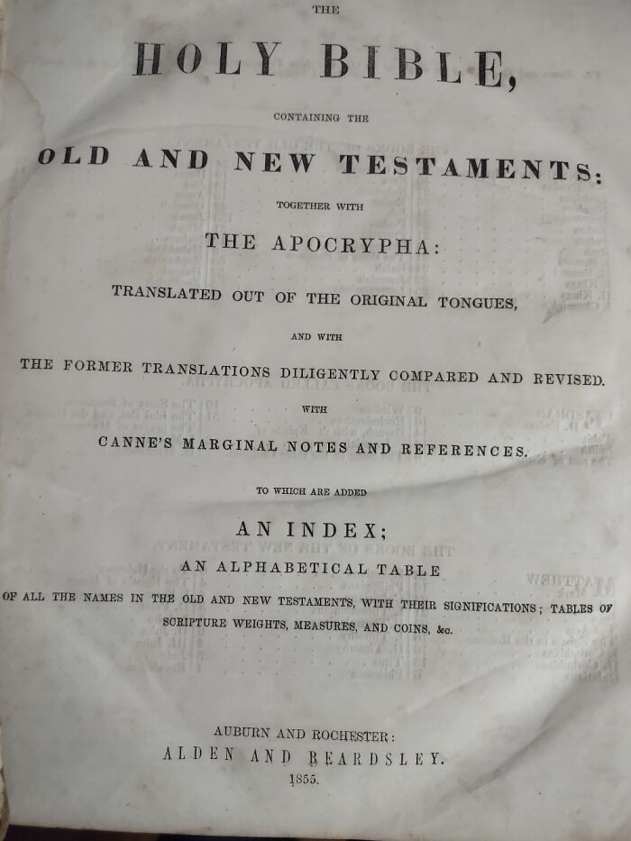 Bible Published In 1855. Has Pressed Fliwers And Ferns