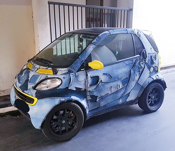 My Neighbor Has Just Covered His Car With Actual Blue Jeans