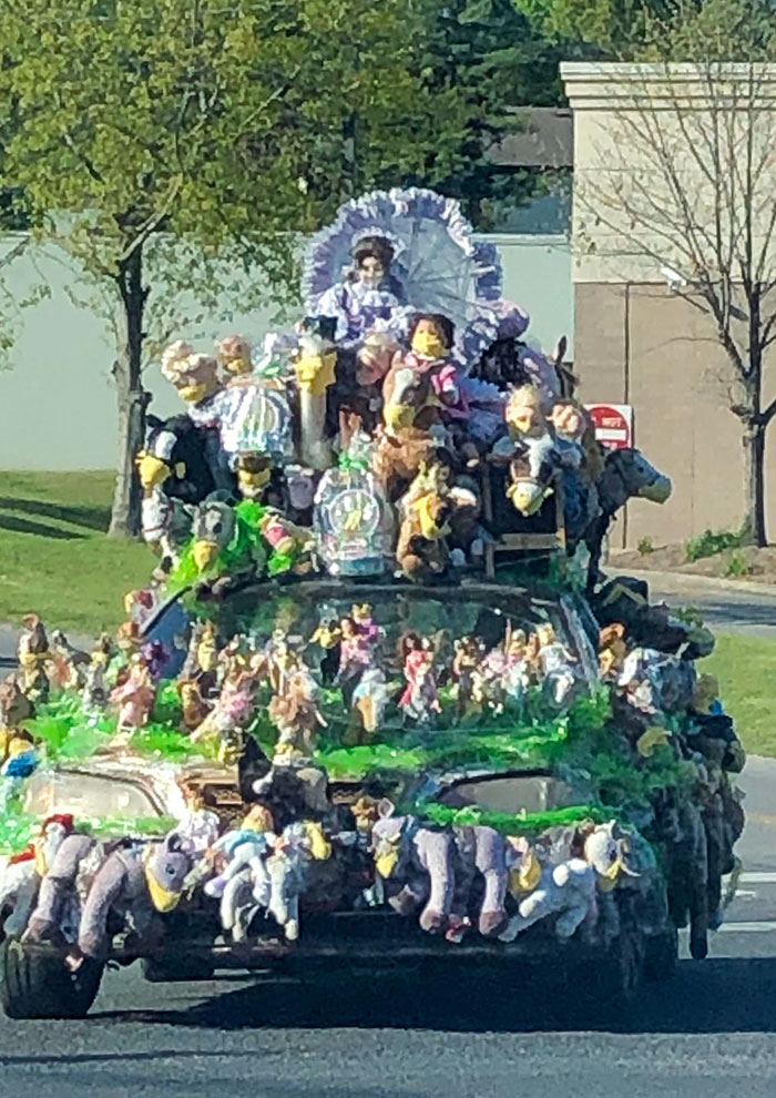 Saw This Car Absolutely Covered In Baby Dolls Today. Truly Haunting