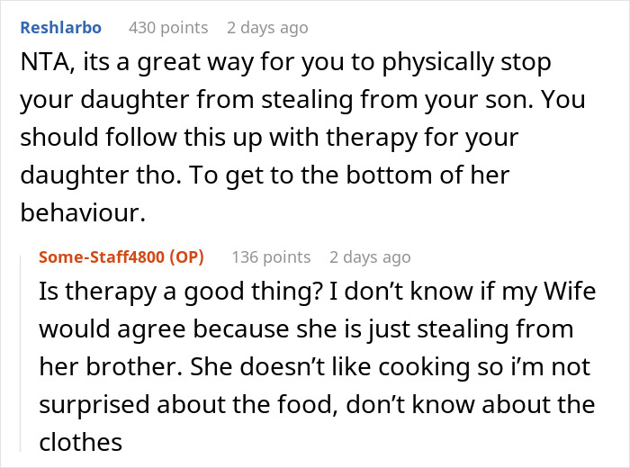 &ldquo;My Daughter Is Very Clearly Upset&rdquo;: Sister Keeps Stealing From Brother, Dad Buys Him A Lock