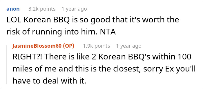 Woman Refuses To Quit Going To Her Ex-BF's Favorite Korean BBQ Place, Asks If She's Wrong