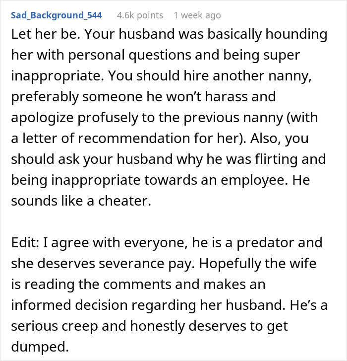 Nanny Quits Job After Husband Sees Her Naked And Doesn't Leave Her Alone