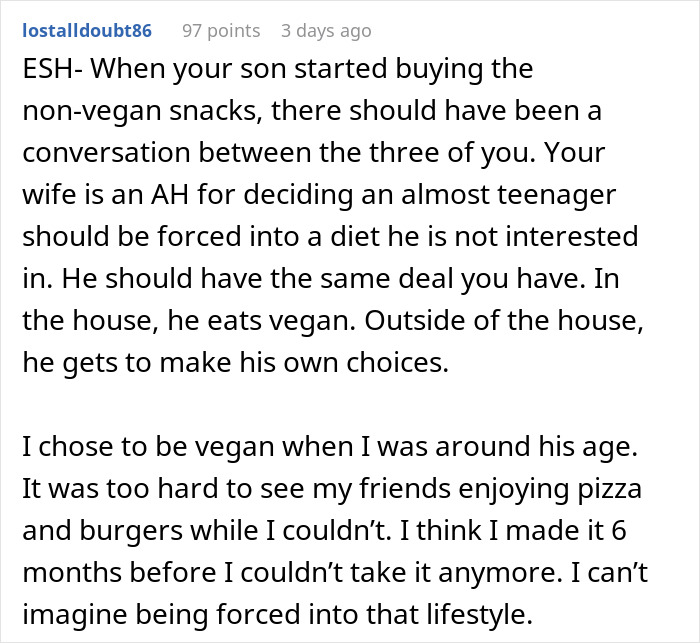 Mom Freaks Out After Finding Out Her Son Has Been Getting Non-Vegan Snacks From Dad