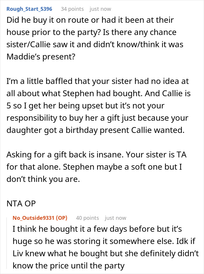 Mom Refuses To Return Her Daughter&rsquo;s Birthday Gift Due To Own Sister&rsquo;s Whim, Gets Called A Jerk
