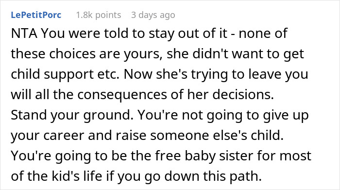 Comment discussing a woman’s marriage ending because she refused to sacrifice her life for a baby and protect her career. Comment discussing a woman’s marriage ending because she refused to sacrifice her life for a baby and protect her career.