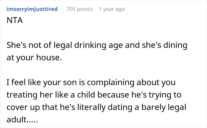 Mom Bans Alcohol For Her Son’s 18-Year-Old Girlfriend, Family Drama Ensues Mom Bans Alcohol For Her Son’s 18-Year-Old Girlfriend, Family Drama Ensues