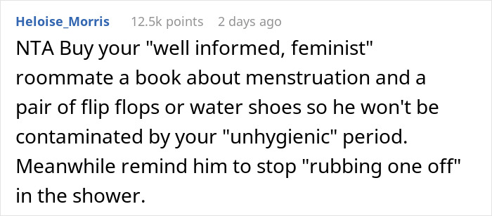 Woman Laughs In Guy's Face After He "Bans" Her From Using The Shower On Her Period Woman Laughs In Guy's Face After He "Bans" Her From Using The Shower On Her Period