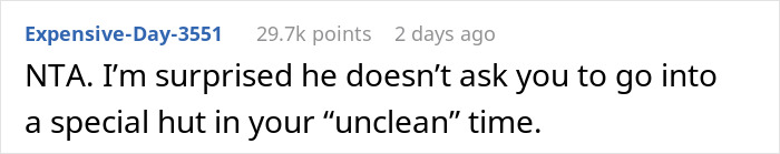 Woman Laughs In Guy's Face After He "Bans" Her From Using The Shower On Her Period Woman Laughs In Guy's Face After He "Bans" Her From Using The Shower On Her Period