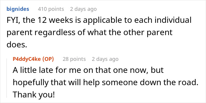 Boss Regrets Not Giving New Dad 1 Week Off After He Says He'll Be Taking 12