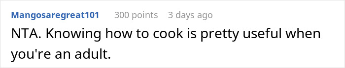 Woman Under Fire By Her Mother For Just Attempting To Teach 15 Y.O. Son Basics Of Cooking