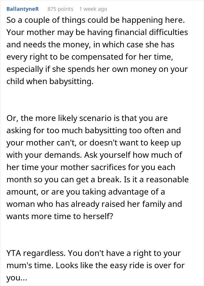 Grandma Refuses To Babysit For Free, Her Daughter Goes Online To Vent